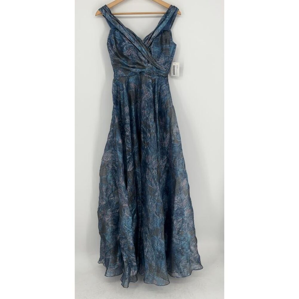 Rene Ruiz Off-The-Shoulder Metallic Gown